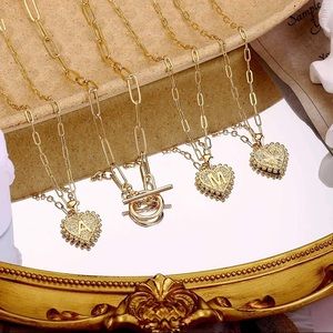 Gold Heart Shaped Layered Initial Necklace!